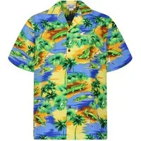 Pacific Legend Hawaiihemd "Krokodile" Herren Kurzarm Baumwolle Kokosknöpfe Original Hawaii