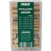 PARCO Holzdübel Riffeldübel Buchenholz Sortiment 193-Teilig