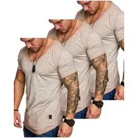 Amaci&Sons T-Shirt 3. NYC Herren 3er-Pack T-Shirts (3er-Pack) Herren Basic Oversize T-Shirt mit V-Ausschnitt