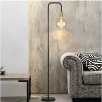 ZMH Stehlampe Schwarz Retro Industrial Lampe Vintage mit Fußschalter E27, ohne Leuchtmittel, Moderne minimalistische Leselampe x Montage ist erforderlich