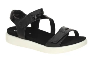 Ecco 238803 SOFT SANDAL Damen Sandale Schwarz PU-Sohle flexibel Klettverschluss