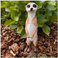 Online-Fuchs Gartenfigur Erdmännchen Deko Figuren im Set für den Garten - Wetterfest, Gartenfiguren aus Kunstharz für den Außenbereich