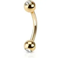 viva-adorno Augenbrauenpiercing Piercing Banane mit Kristall Kugeln Chirurgenstahl, Augenbrauen Tragus Helix Lippe Nase Intim