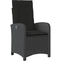 vidaXL Gartensessel, Outdoor Sessel Verstellbar mit Kissen Schwarz Poly Rattan