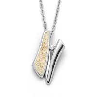DUR Kette mit Anhänger Damen STN1016SA Twinkle Edelstahl Strandsand Crystal 31 mm 42+5 cm