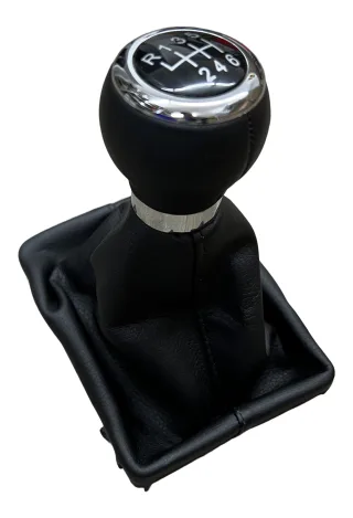 Sport Schaltknauf Knauf + Schaltmanschette Schwarz Chrom 6-Gang für Audi A4 B8 8K / A5 8T / A6 C6 4F / Q5 8R