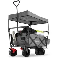Arebos Bollerwagen faltbarer Handwagen mit Dach – Transportkarre für Garten & Freizeit, Maße 124 x 60 x 128 cm