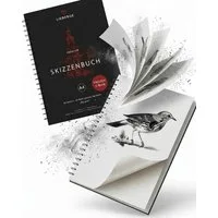 LIEBERGE Skizzenbuch Premium A4 220g – Radierfestes Sketchbook made in Germany, Säurefreies Papier, 220g/m², Hardcover