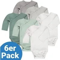 LaLoona Body (6er-Pack) Baby Langarm Wickelbody aus 100% Baumwolle, für bequemes Wickeln