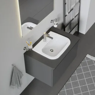 Duravit D-Code Einbauwaschtisch 0337540000 54,5 x 43,5 cm, für Einbau von oben, weiß