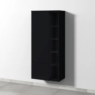 Sanipa 3way Stauraumschrank mit 1 Tür, 1 Auszug und offenen Fächern, Schwarz-Matt SF18208