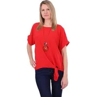 malito more than fashion Blusenshirt malito Damen Blusenshirt 10508 mit Bindeknoten und Kette Einheitsgröße