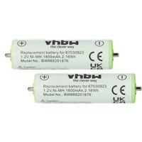vhbw Akku passend für Panasonic ERGY10CM, ERDGP72, ERGY10CM503, ER1611, Akku Akku NiMH 1800 mAh (1,2 V, 2 St), Leistungsfähige Austausch-Akkus für Rasierer oder Trockenrasierer