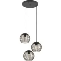 EGLO Hängeleuchte ALMANZORA Pendellampe - Stahl - E27 - 3X60W - IP20, ohne Leuchtmittel, Hängelampe, Deckenlampe, Wohnzimmer, Esszimmer, H130 x Ø46,5 cm
