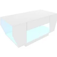 radelldar Couchtisch mit LED-Beleuchtung & 2 Schubladen, Hochglanz-Weiß/Schwarz (1-St), Boot-Form Design, Fernbedienung für dein Wohnzimmer