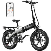 HITWAY E-Bike Mountainbike 20*4,0 zoll Elektrofahrrad mit 48V13Ah Akku Pedelec, 7 Gang shimano shimano Schaltwerk, Kettenschaltung, (1 tlg), E Mountainbike Klappfahrrad E-Faltrad für Damen u. Herren