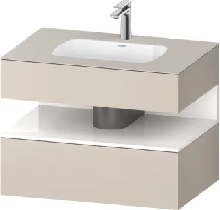 Duravit Qatego Einbauwaschtisch mit Konsolenwaschtischunterbau Taupe & Weiß Hochglanz & Matt 800x550 QA4785022910000