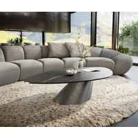 DELIFE Couchtisch Edge, Organisch 140x76 cm Keramik Laminam® Noir Desir Braun Conis Metallic S