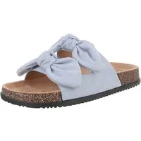 Ital-Design Bequeme Damen-Sandalen mit Bändern für den Sommer Pantolette (89368692) Flach Pantoletten in Hellblau