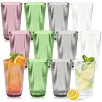 Ribelli Gläser-Set 12er Set Trinkgläser aus Kunststoff, 300/500ml Plastik Wassergläser, für Party, Camping, Familie
