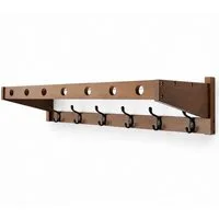 HOOZ Wandgarderobe Wandgarderobe Bambus - FSC Zerifikat Espresso mit 6 Metallhaken 78 cm (Einzelartikel, 1-teiliges Garderoben-Set inklusive Montagematerial), FSC-zertifizierter Bambus, Ablagefläche, platzsparende Wandmontage