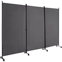COSTWAY Paravent 3 tlg. auf Rollen, Klappbar, Metallrahmen, 262x180 cm