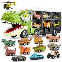 JOYIN Spielzeug-Transporter JOYIN Dino-Spielzeug-Set: Transporter & 12 Rückzieh-Fahrzeuge