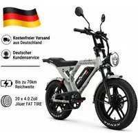 APE RYDER E-Bike Mountainbike 20 Zoll Fatbike 48V 15Ah Akku, bis 80 km, Shimano 7-Gang, hydraulisch, 7 Gang, Heckmotor, 720 Wh, (Packung)