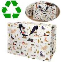 LS-LebenStil Aufbewahrungstasche XXL Jumbo Bag Dog Park Hunde 55cm Recycelt Nachhaltig Einkaufstasche (Unterbettkommode Organizer Aufbewahrungsbox, 1-tlg., Einkaufstasche mit Reißverschluss Shopper Riesentasche Tragetasche), Aufbewahrung von Bettwäsc
