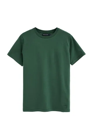 T-Shirt flaschengrün mit Rundhalsausschnitt und Polo Club Patch
