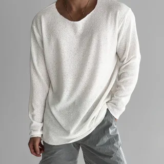 INCERUN Men's Casual T Shirt Loose Long Sleeve Crew Neck T-shirt Fashion Solid Color Breathable Perspective Male Shirts