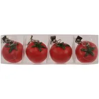 Decoris season decorations Tischtuchklammer, Tischdeckenbeschwerer Tomate 4x4x3cm Keramik 4er Set Rot / Grün