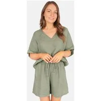 Seasons of April Leinenhose BEATRICE LINO (1-tlg) Leinen Shorts Damen Kurz Sommer Bindeband Kurze Leinenhose Beatrice