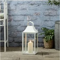 Lights4fun LED Laterne 45cm Albury Gartenlaterne weiß mit TruGlow® Outdoor Kerze, LED fest integriert