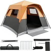 COSTWAY Wurfzelt, Campingzelt für 6 Personen, Sonnenschutz mit Regenschutz