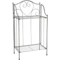 Ambiente Haus Pflanzentreppe Regal in grau aus Eisen (H) 65cm (1 St), schmiedeeisernes Standregal für Innen- und Außenbereich