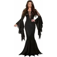 Underwraps Vampir-Kostüm Vampiress Kleid - Halloween Kostüm Damen, Körperbetontes Vampirkleid mit tiefem Ausschnitt