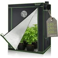 HIGHWERK Gewächshaus Growzelt 140 x 140 x 200 cm, Indoor Grow tent, schwarz grün