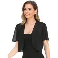 Zaewry Bolero Damen-Bolero aus Chiffon,Kurz Strickjacke Damen Offene Weich Damen-Schaljacke / Cardigan — Leicht, kurzer Schnitt