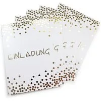 nikima Einladungskarten 10 Klapp-Einladungskarten Punkte Gold inkl. 10 weißen Briefumschlägen