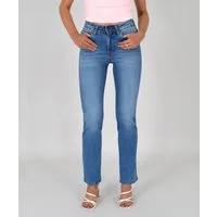 ESRA Straight-Jeans High Waist Straight Fit Jeans Damen Geradeschnitt Hose Straight High Waist Damen Jeans Straight Hose Gerade Schnitt Jeanshose Stretch