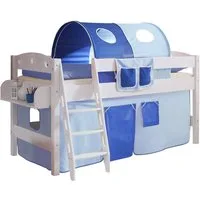 Ticaa Hochbett Hochbett "Kenny R" Kiefer Weiß Classic Weiß lackiert (Holzmaserung sichtbar)