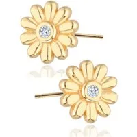 Goldene Hufeisen Paar Ohrstecker Gold Kinderohrringe Zarte Blume für Mädchen, 925 Sterling Silber, Hypoallergen