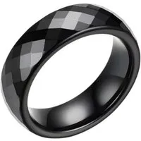 Taffstyle Fingerring Keramik Ring Partnerring Verlobungsring Fingerring Elegant Facettiert (Leichter Keramikring in Schwarz oder Weiß mit funkelnder Prisma Facettenoptik)
