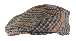 Herren traditionell überprüft Tweed flache Kappe | Socke Snob | Newsboy Style - GL228 rot / grün
