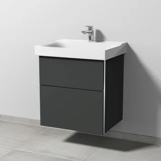Sanipa 3way Waschtischunterbau zu Geberit Xeno2 Waschtisch mit 2 Auszügen, Graphit-Matt BP6601B