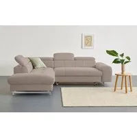 COTTA Ecksofa Chef L-Form, mit Kopfteilverstellung, edle Metallkufen, wahlweise mit Bettfunktion