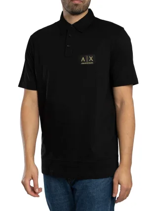 Armani Exchange Poloshirt Mit Box-Logo, Schwarz