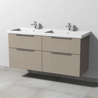Sanipa 3way Waschtischunterbau zu Villeroy & Boch Subway 3.0 Waschtisch mit 4 Auszügen, Sandgrau-Mat UF85167