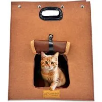 Pisi & Bili Tiertransportbox Transportbox Katze, Zubehör für Katzen, Transporttasche, Ledergriff, aus umweltfreundlicher Filz, Kratzfest
